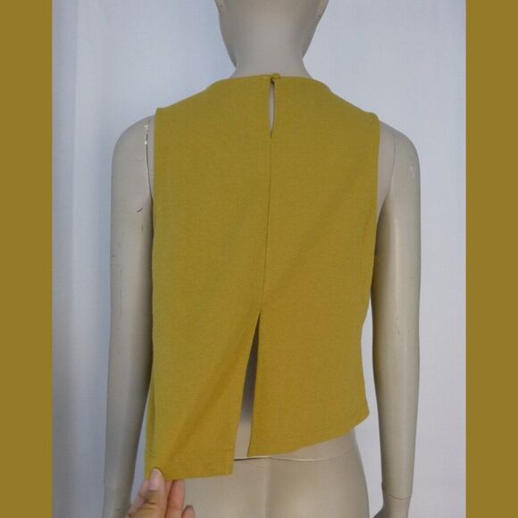 Mango MNG Viscose Blend Sleeveless Mustard Color Top - Picture 6 of 12